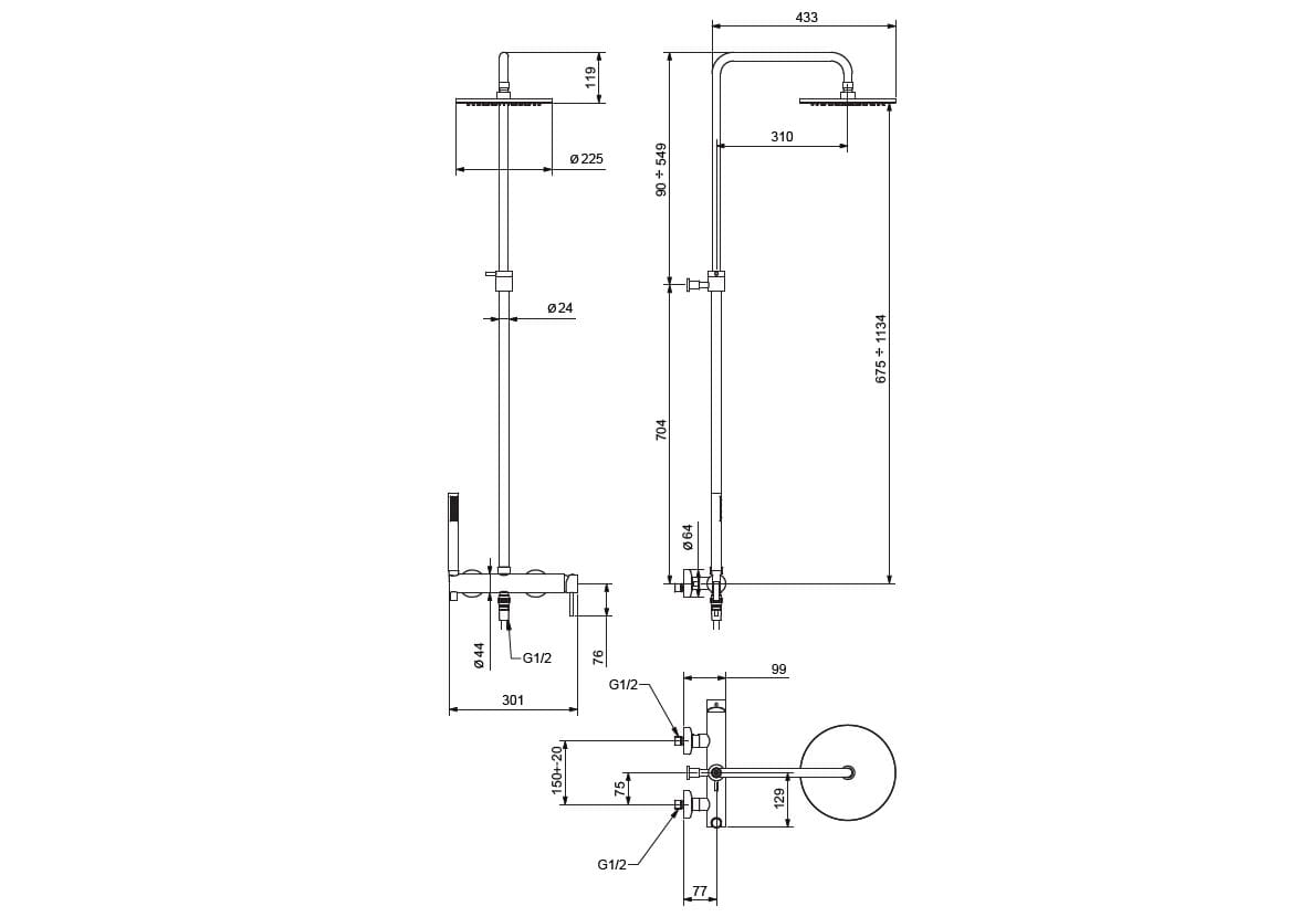 Душевая колонна с душем и ручным душем Gaia Mobili Complements ARCH-00093174 - Вид №2