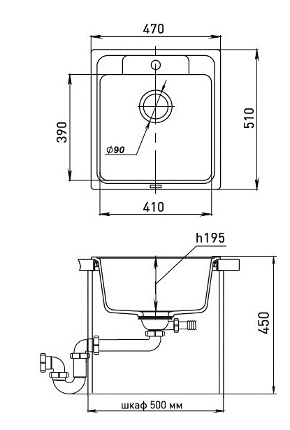 Кухонная мойка Кварц Ewigstein S54 GranFest E-50-S54 - Вид №1