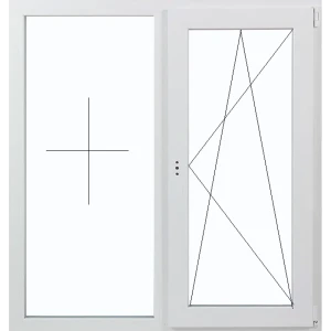 Пластиковое окно ПВХ Deceuninck двустворчатое 1200x1000 мм (ВхШ) двухкамерный стеклопакет белый/антрацит