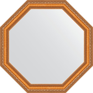 BY 3707 Зеркало в багетной раме - золотые бусы на бронзе 60 mm EVOFORM Octagon
