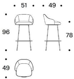 Saba Italia Табурет высокий, обитый тканью, со спинкой Isabelle sun-id-1408893 - Вид №2