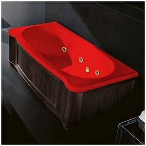 Ванна Gruppo treesse New Classic Young STD-V6747-SX-WV-KZ красная с золотой фурнитурой и гидромассажем прямоугольная левая деревянная панель венге