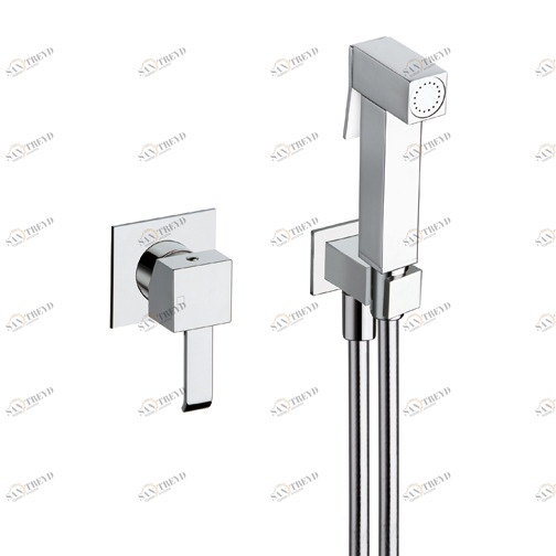 CRIWJ661 Клапан смесителя для унитаза / биде с душевой трубкой, настенный кронштейн с гибким шлангом LONG LIFE и металлическая пластина Cristina Rubinetterie 