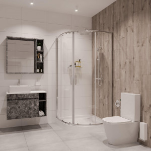 Душевое ограждение NG- 6606-08 (90*90*190) полукруг, двери раздвижные, 1 место