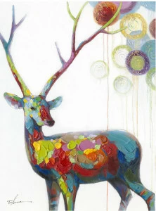 Картина на холсте 90х120 см "Олененок" EVENHOME КАРТИНЫ МАСЛОМ 129801 Бежевый;голубой;серый