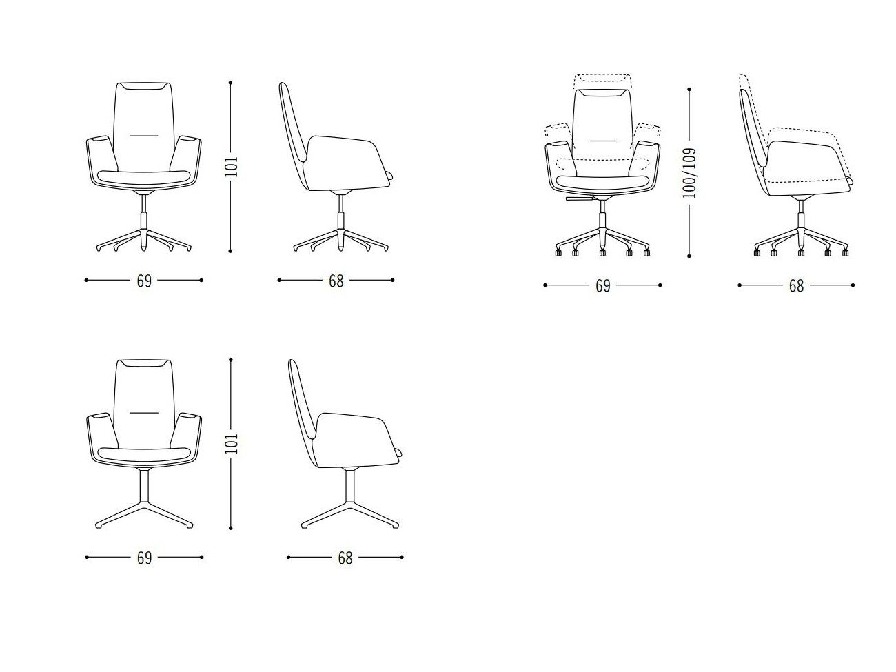 Регулируемое по высоте вращающееся офисное кресло с колесами COR Cordia Plus ARCH-00098945 - Вид №4