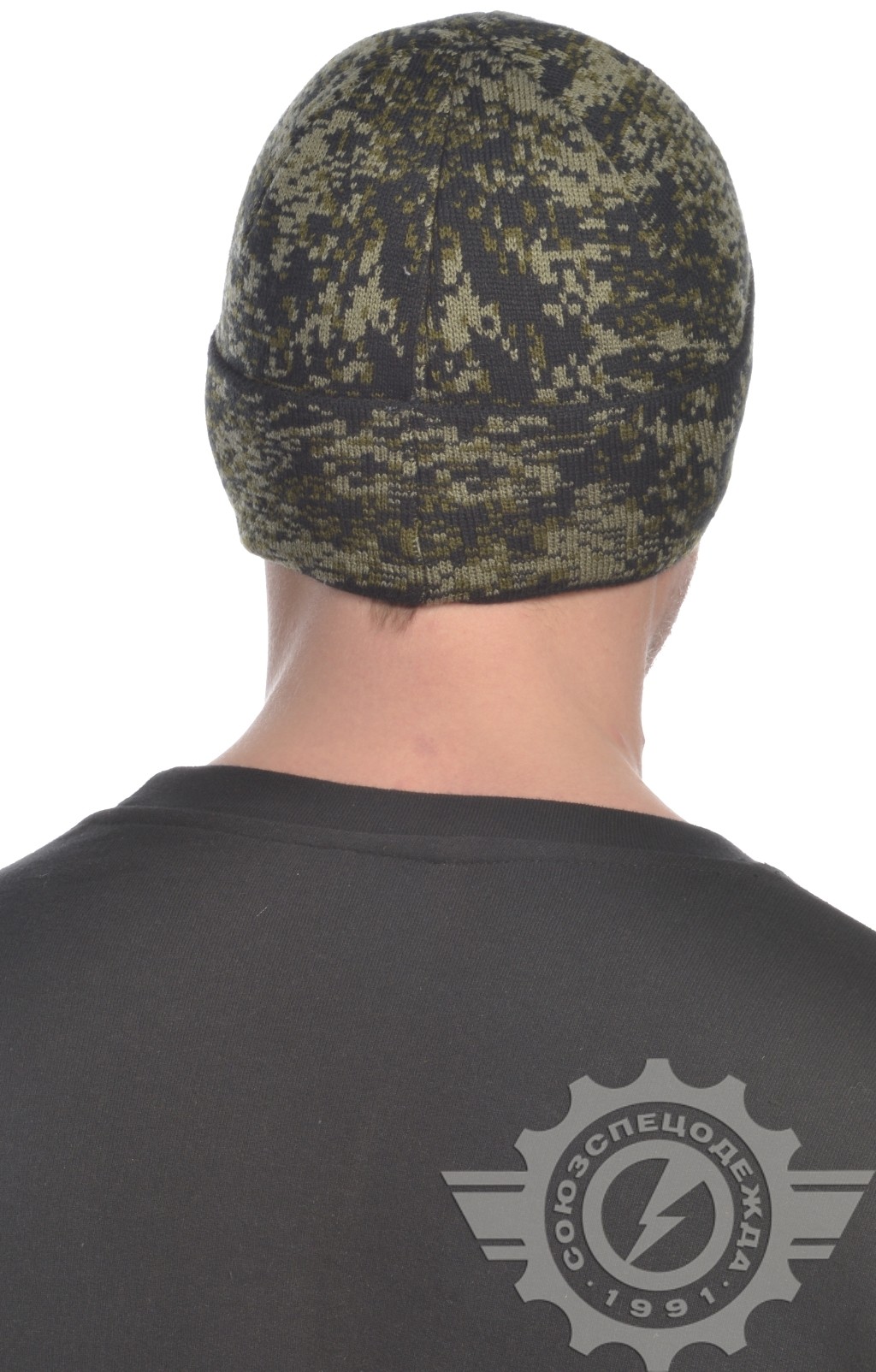 59657 Шапка вязаная камуфляж "Цифра" зеленая  Головные уборы  размер Спецодежда  - Вид №5