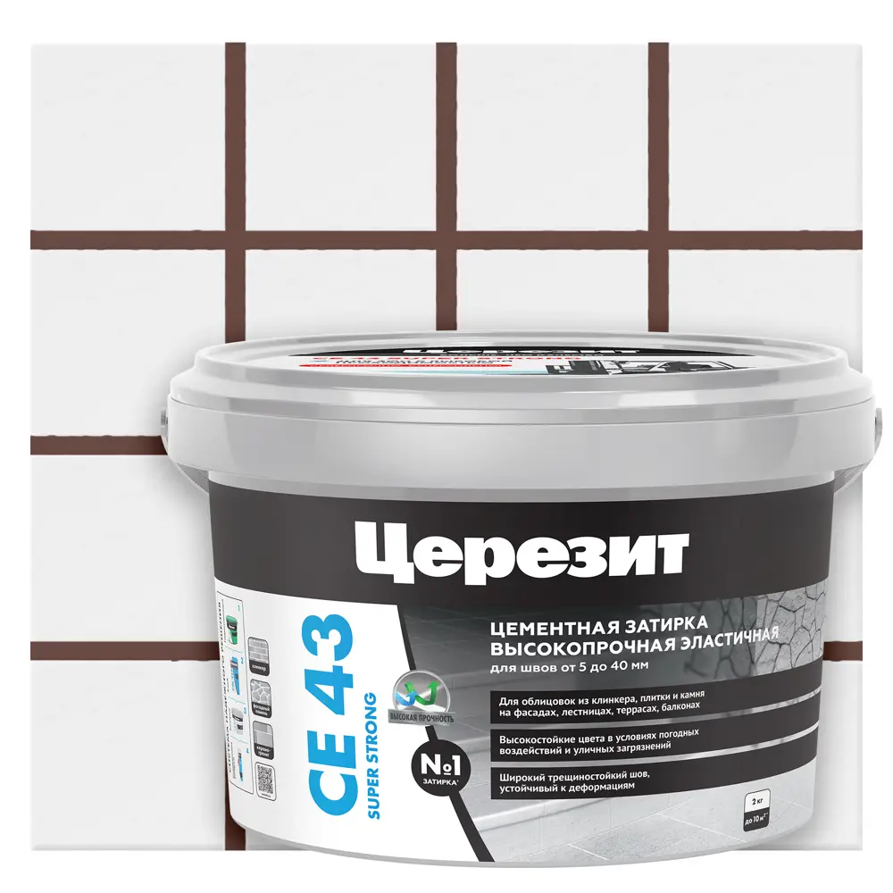 Затирка цементная Церезит CE 43 Super Strong цвет тёмно-коричневый 2 кг Без серии STLM-2187762