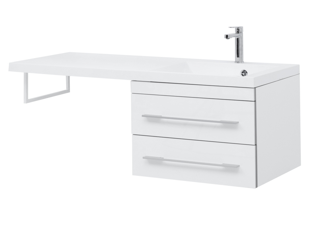 Тумба с раковиной Aquanet Верона 120 R белый (подвесная, 2 ящика) 0017666700239568 - Вид №4