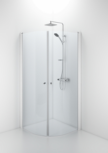 58908180 Гнутая дверь IFO Space SBVK, белые лакированные профили, прозрачное стекло с ручкой, SBVK 900. Высота 1850 - Вид №2