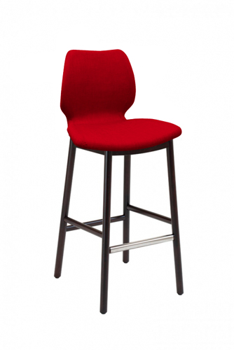 Uni 393M Барный стул на деревянной раме, 4 круглые ножки. Обивка из полипропилена. Et al. Uni - Вид №1