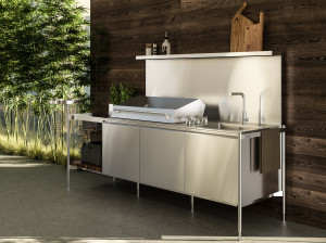 Наружная кухня из нержавеющей стали с барбекю