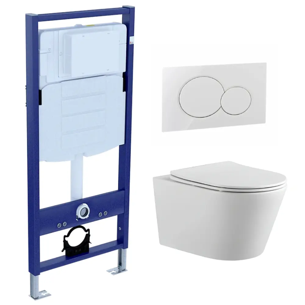 Комплект инсталляция с унитазом Aquatek Вега с арматурой Geberit с кнопкой цвет белый STLM-2013323