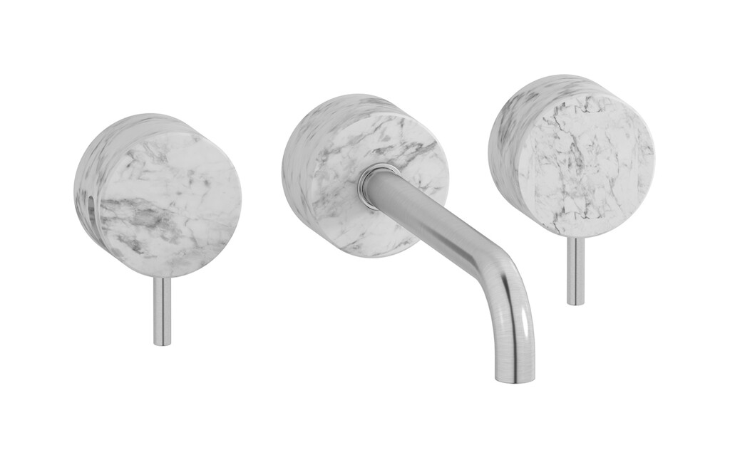 Смеситель с длинным изливом для раковины WE ARE IB mr307ss_1 Brushed Nickel Marmo