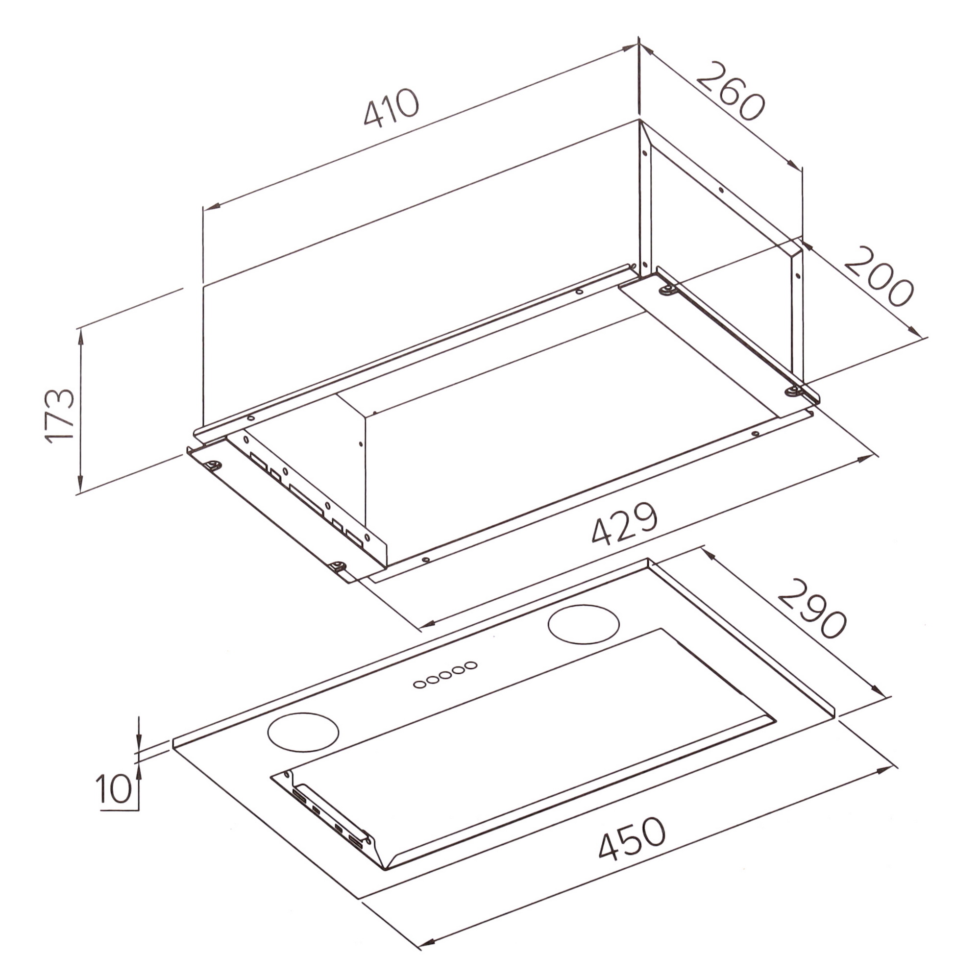 9168714 Вытяжка полновстраиваемая Meferi INBOX45BK LIGHT черный STDN-0074612 - Вид №8