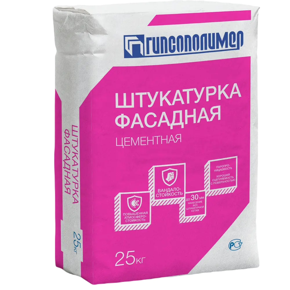 Штукатурка цементная Гипсополимер Фасадная 25 кг 87818931 STLM-2138198