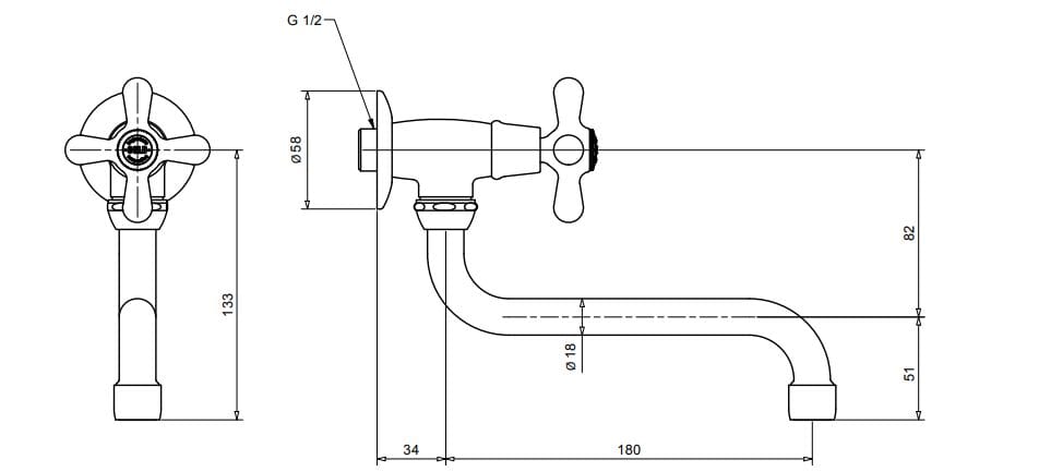 Настенный смеситель для раковины с регулируемым горлышком Gaia Mobili Complements ARCH-00070921 - Вид №1