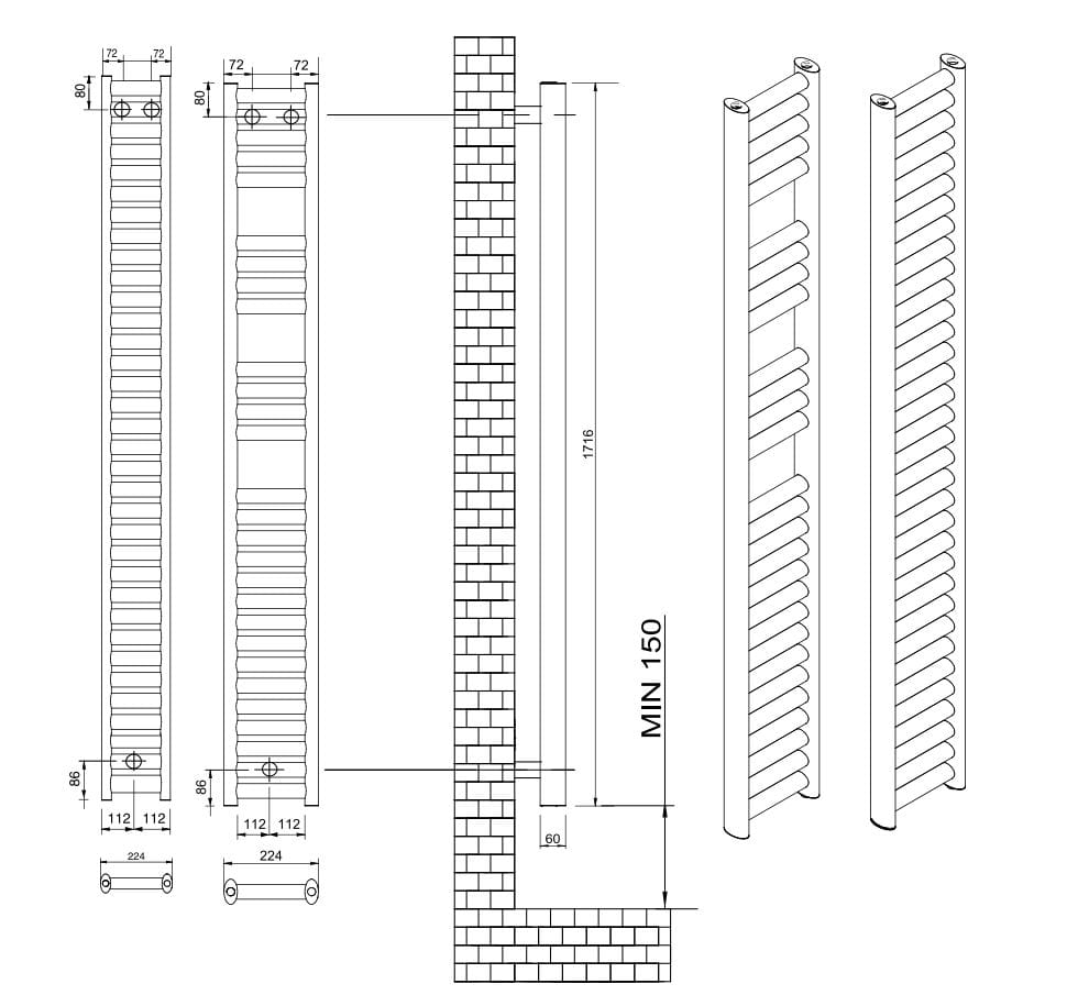 Стальной полотенцесушитель с горячей водой Tonon Evolution Bath ARCH-00070878 - Вид №2