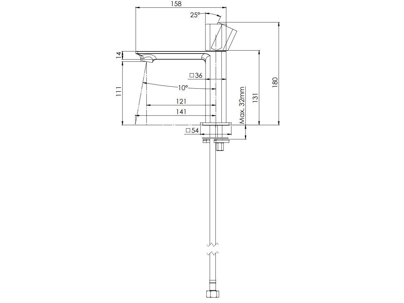 Однорычажный смеситель для раковины без слива Rubinetterie Mariani Icon-Q ARCH-00062011 - Вид №3