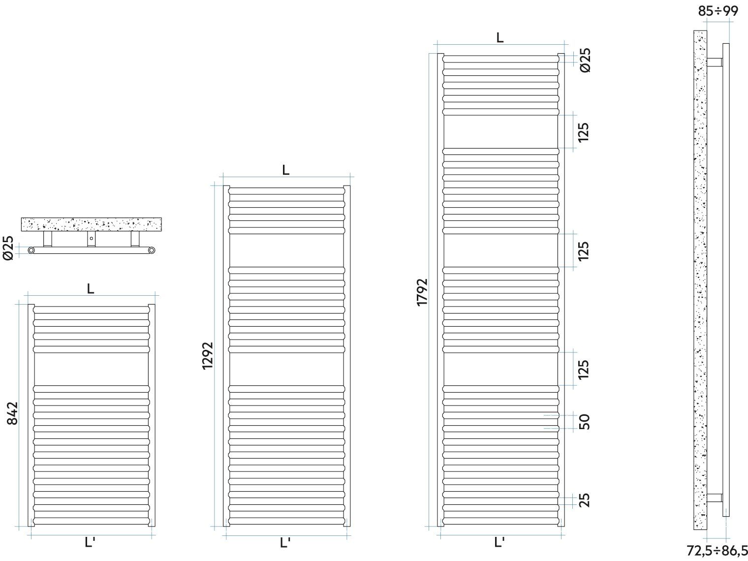 Стальной трубчатый радиатор с 2 колоннами Irsap Stilé ARCH-00117870 - Вид №5