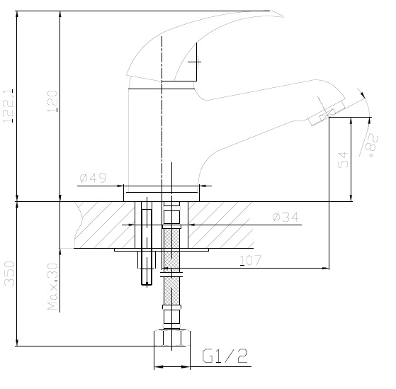HB1015 Смеситель для раковины , хром Haiba  - Вид №2
