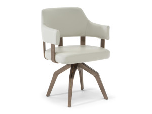 Кожаный поворотный стул с подлокотниками