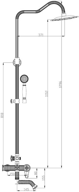 Душевая стойка ZorG Antic A 402DS-BR, бронза - Вид №1