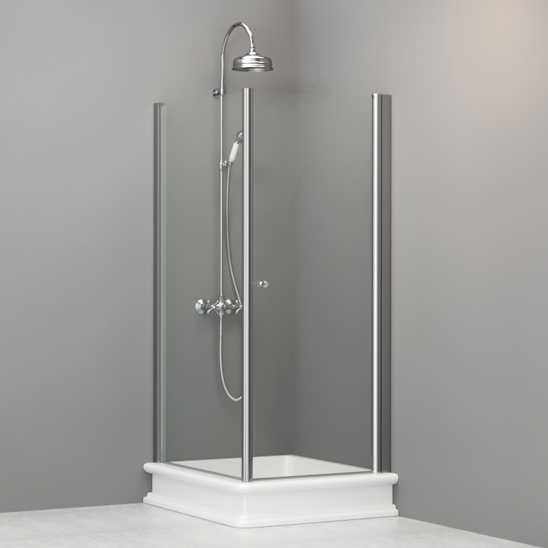 9143T0 Душевая кабина SX с распашной дверью и фиксированной боковой частью для душевого поддона 80*96 открывание со стороны 80, цвет Хромированный Kerasan RETRO Италия 