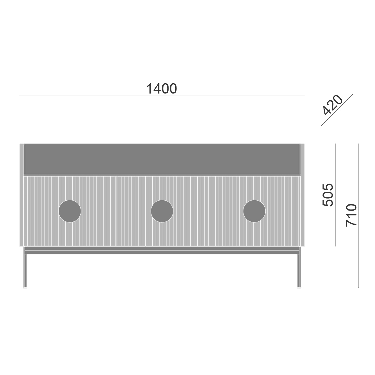 Комод серый с 3 дверцами Uno BRAGIN DESIGN LIVING 00-3974664 Серый - Вид №2