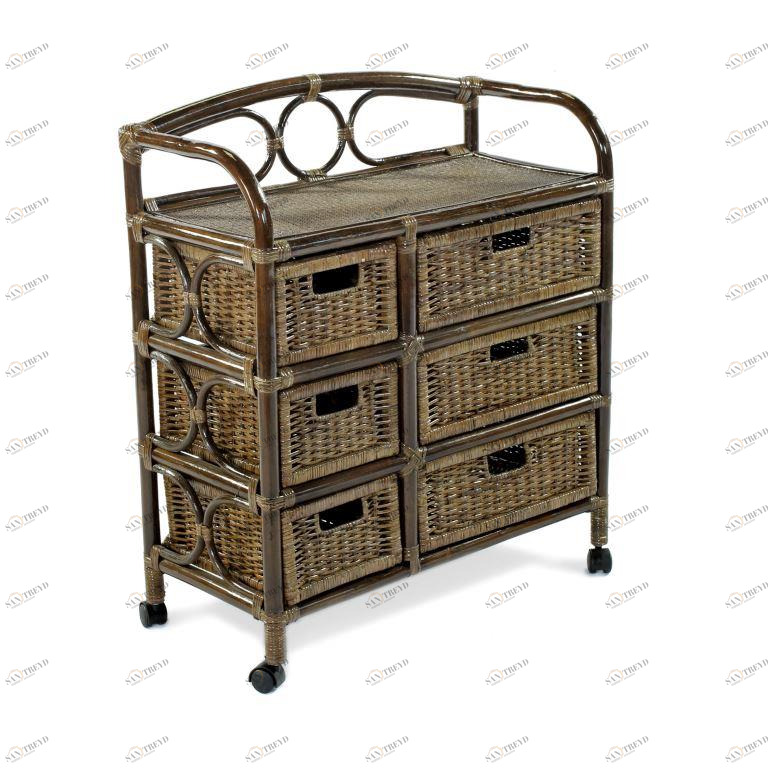 Комод с плетеными ящиками, 19/08 Б ЭКО ДИЗАЙН CLASSIC RATTAN 129591 Коричневый 