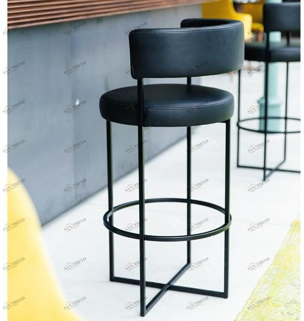Porada Высокий табурет в кожаном и металлическом каркасе Iron sun-id-1357558