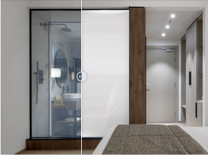 Умный стеклянный душ / ванна с контролем конфиденциальности