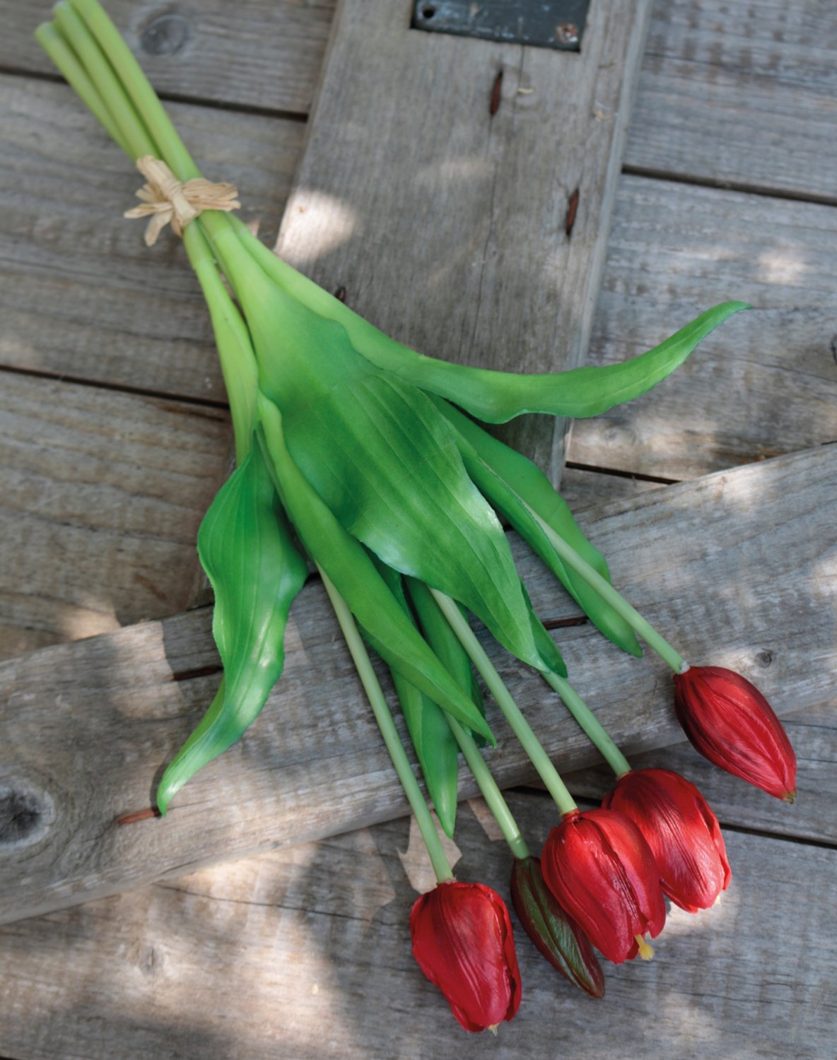 2952 444 a3 Искусственный букет тюльпанов, 5-цветков, 37 см, красный H-andreas  - Вид №5