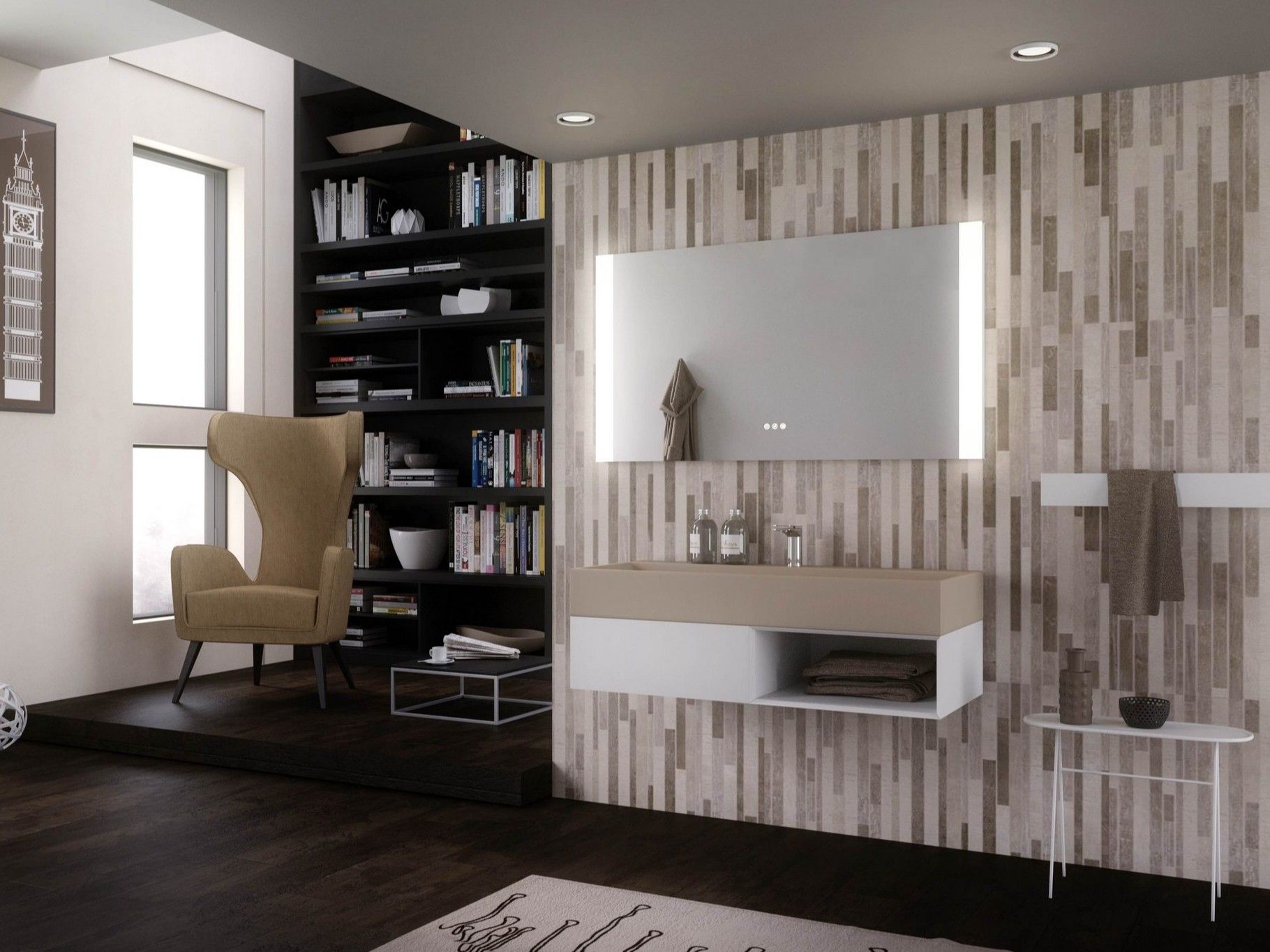 Прямоугольное зеркало со встроенным настенным освещением DDL Reflex ARCH-00098896 - Вид №1