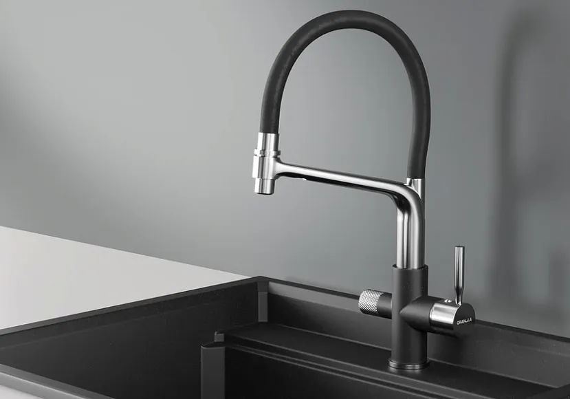 0075, ШВАРЦ (чёрный металлик), СМЕСИТЕЛЬ КУХОННЫЙ GRANULA 75-ST02