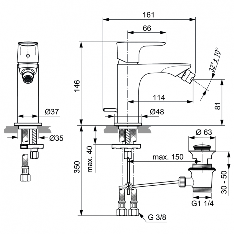 A7030AA Смеситель для биде Ideal Standard CONNECT AIR - Вид №4