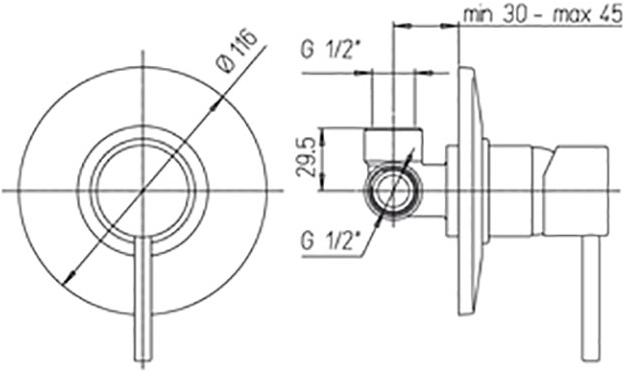 Paini Cox 78PZ690 смеситель для душа встраиваемый  - Вид №2