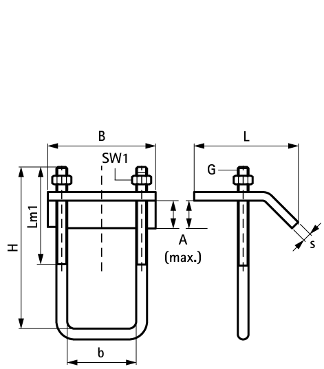 66587711 BIS Strut Stainless Steel Beam Clamp to connect Strut Rail to steel beam walraven  - Вид №1