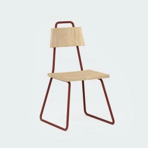 Стул с металлическими ножками и деревянным сиденьем бордовый Bauhaus WOODI  00-3966229 Красный