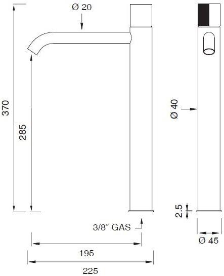 Ceadesign Смеситель для умывальника из нержавеющей стали с одним отверстием Duet Det 06 - Вид №2
