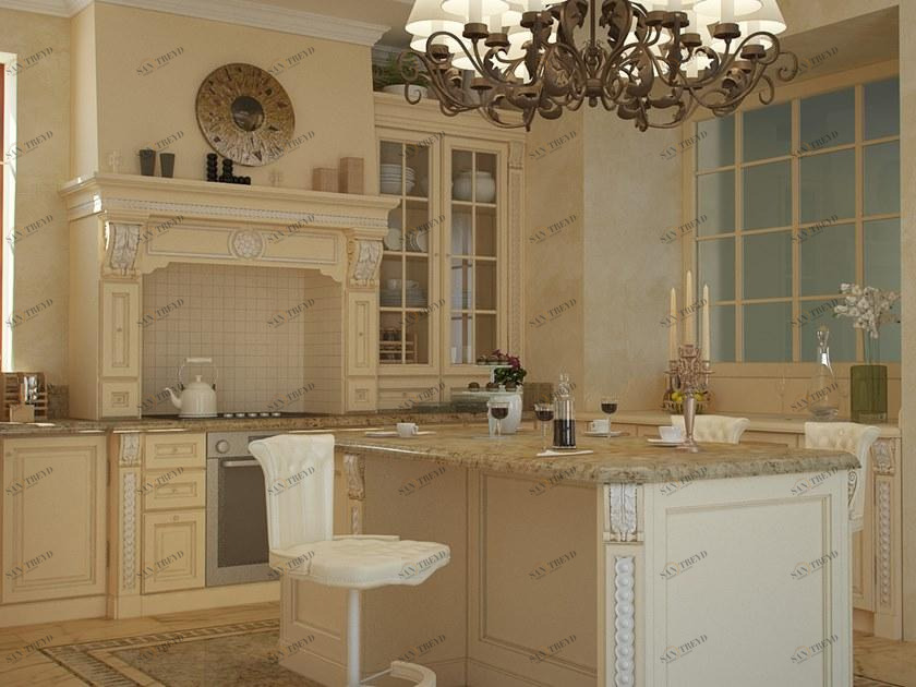 Martini Interiors Кухня из лакированной древесины с островом на заказ sun-id-1425332