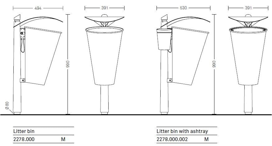 Стойка для мусора с крышкой для наружного использования Neri Carya ARCH-00034830 - Вид №4
