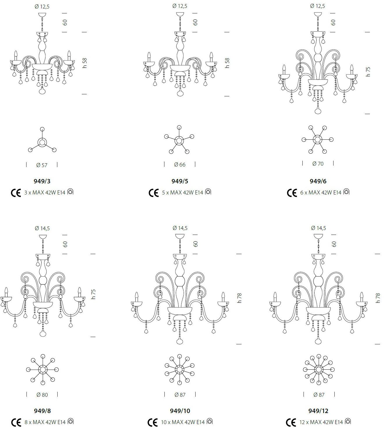 Sylcom Люстра из стекла с кристаллами Dandolo 947/949 - Вид №9