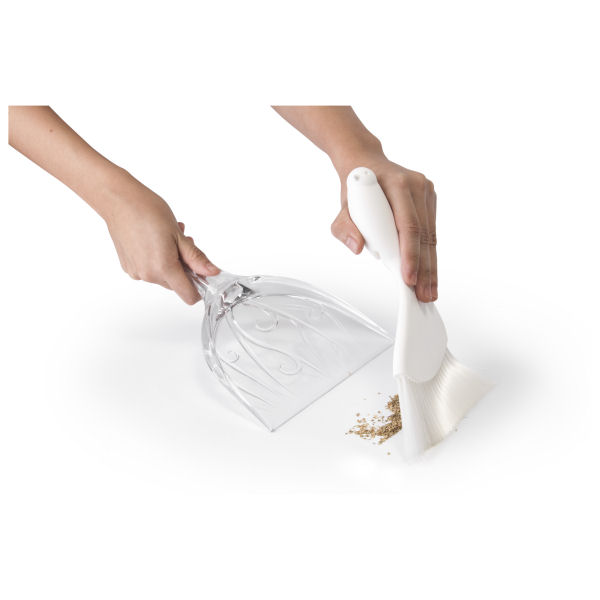 QL10119-WH Совок для уборки крошек sparrow прозрачно-белый Qualy 