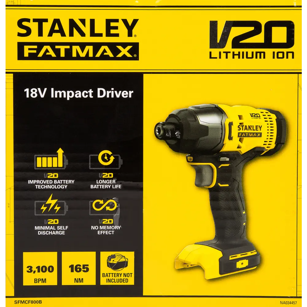 Винтоверт ударный аккумуляторный Stanley Fatmax SFMCF800B-XJ 18 В Li-Ion, 165 Нм, без АКБ и ЗУ STLM-2058893 - Вид №6