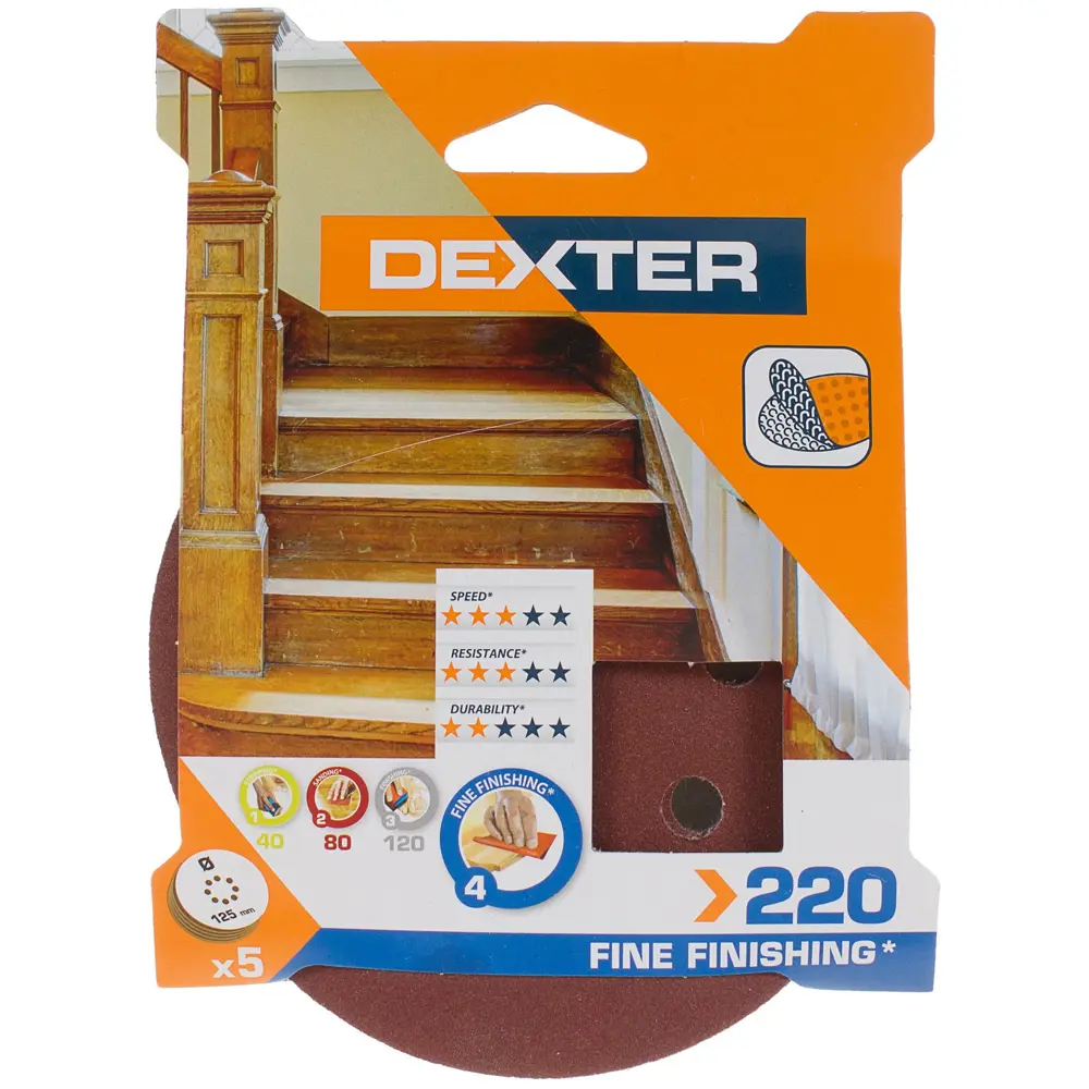 Шлифовальные диски Dexter P220 125 мм для дерева, 5 шт 18782805 STLM-0012658 - Вид №3