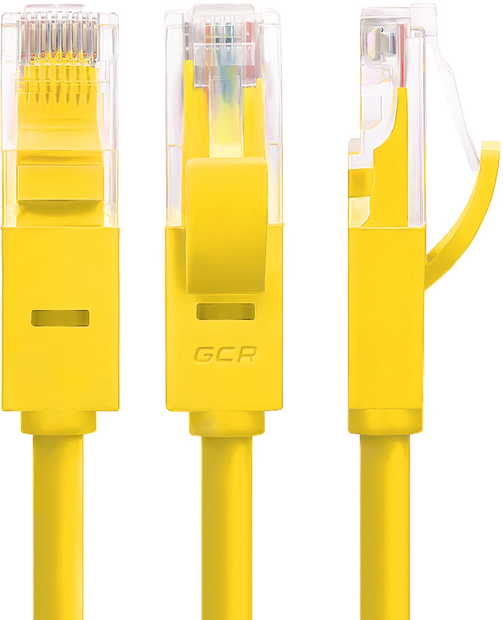 GCR-LNC02-20.0m патч-корд прямой 20.0m, utp кат.5e, желтый, позолоченные контакты, 24 awg, литой, , ethernet high speed 1 гбит/с, rj45, t568b Greenconnect Santreyd  - Вид №3