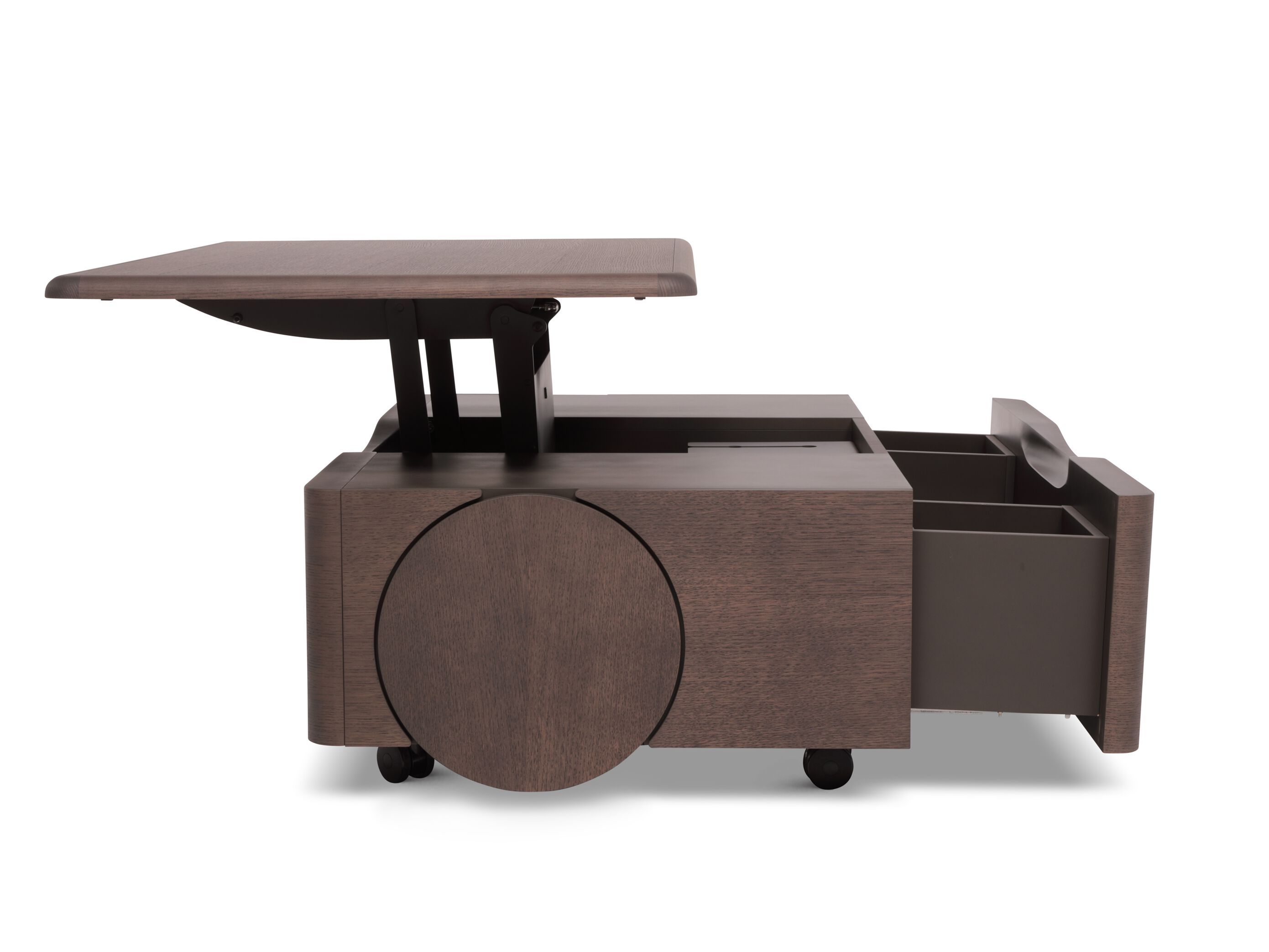 Прямоугольный деревянный журнальный столик с колесами и отсеком для хранения Natuzzi Italia ROLL ARCH-00046173