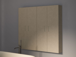 Деревянный шкаф для ванной комнаты с дверцами