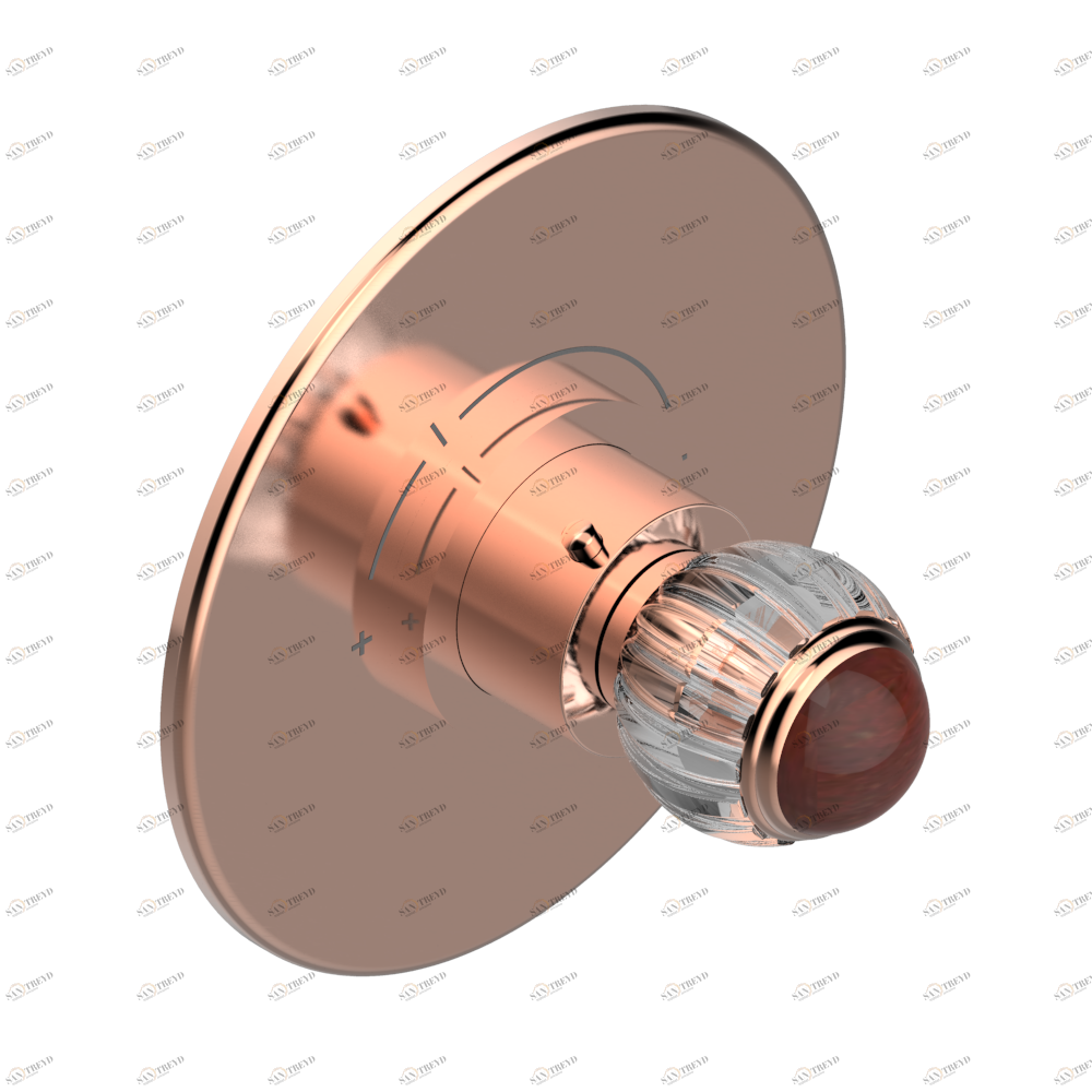 A8N-5100BR Ручка регулировки с круглой накладкой для термостата THG, арт.5100A 1/2" и 5200A 3/4" (термостаты см. на стр. 451) Thg-paris Vogue с красной яшмой Розовое золото A8N 5100BR CAT.F